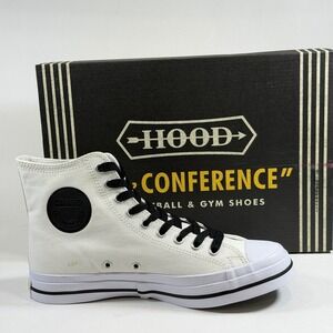 Hood  Mens-7‎ Womens-9 Conference High Top Shoes Mitchell & Ness White